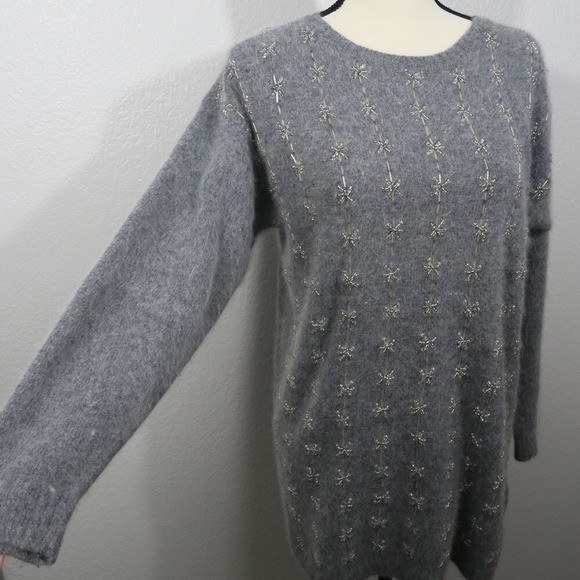 Vintage Sweater Womens Lambswool Angora Holiday Christmas Snowflake Tunic Size S - Picture 5 of 13